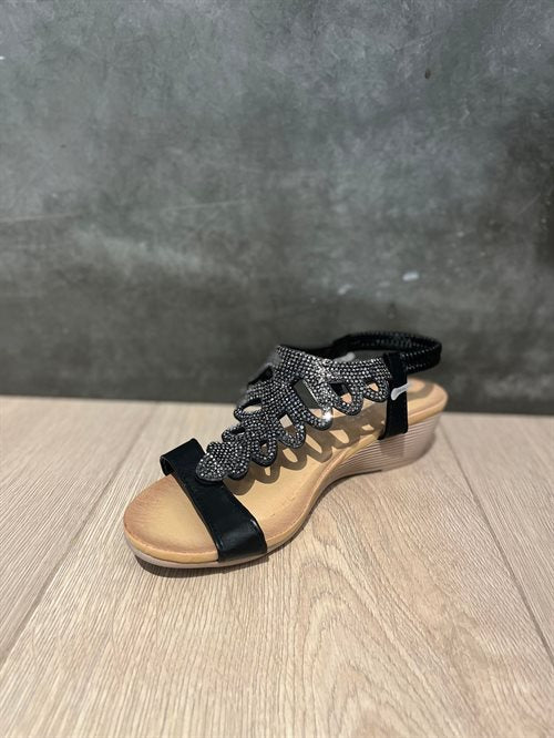 By Lagoni - Sandal - Sort m. glimmer sten