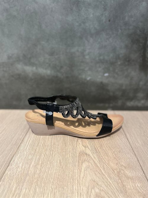 By Lagoni - Sandal - Sort m. glimmer sten