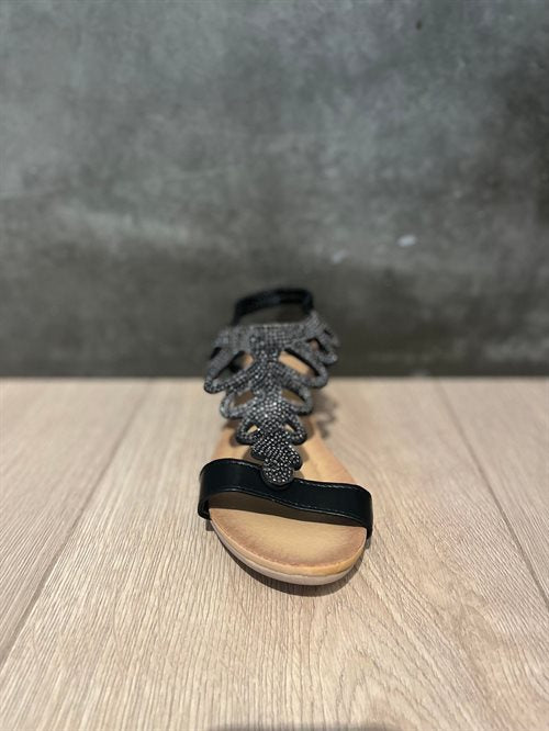 By Lagoni - Sandal - Sort m. glimmer sten