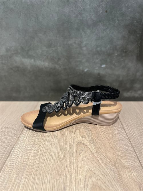 By Lagoni - Sandal - Sort m. glimmer sten