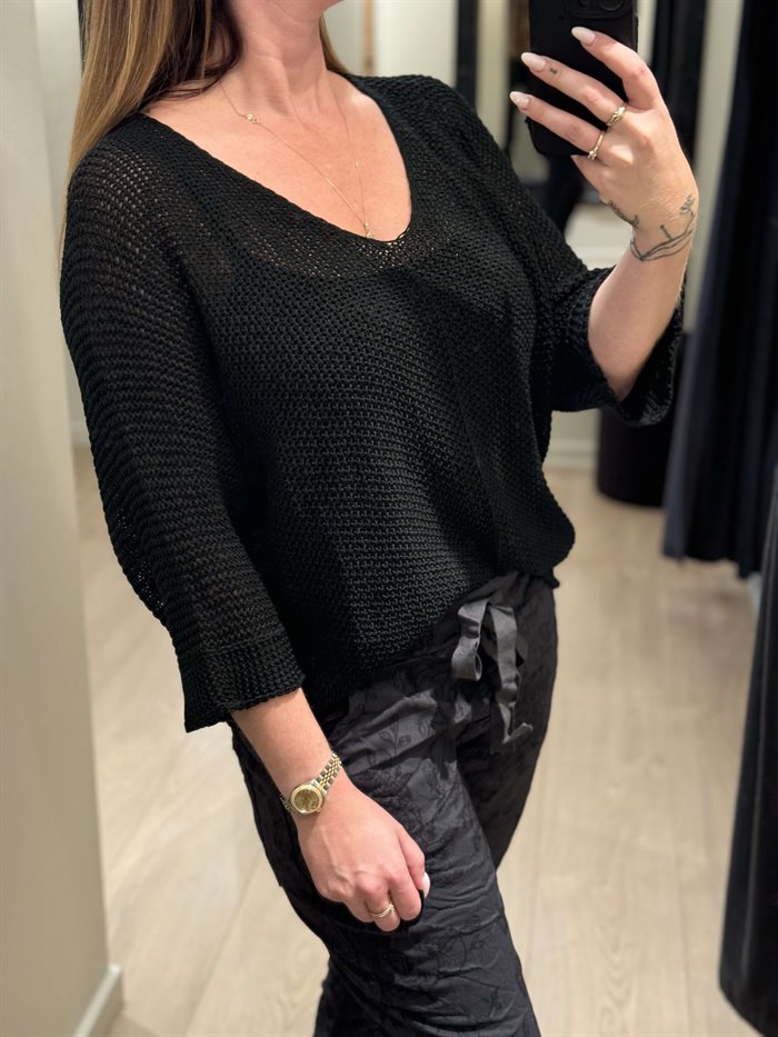 Marta - Strik Bluse - Sort