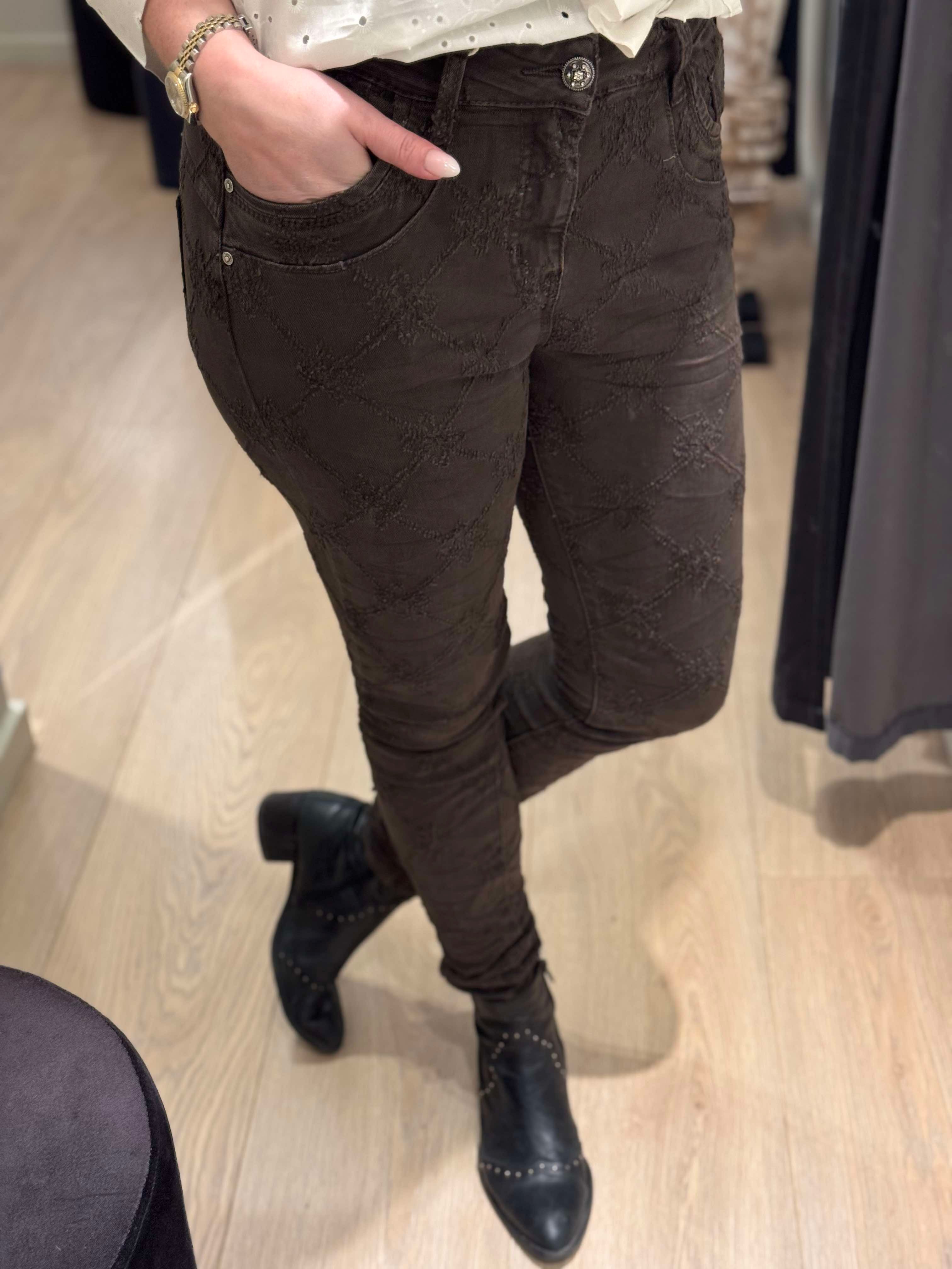 Jewelly - Bukser - m. mønster - Brun