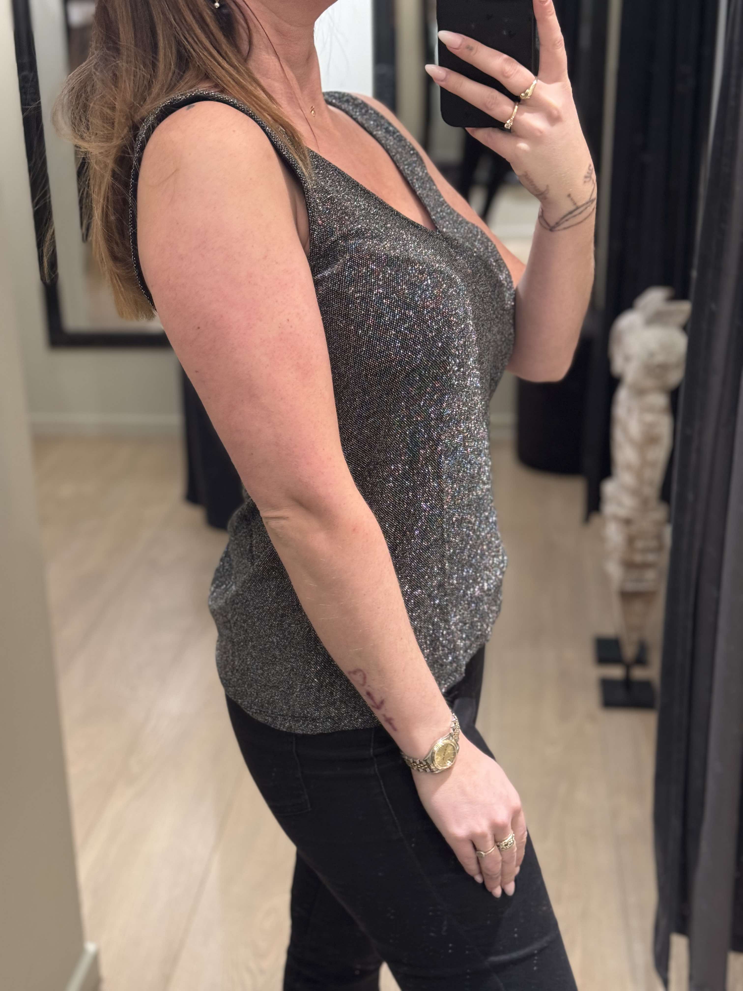 ONLY - Queen - Glitter Top Sølv