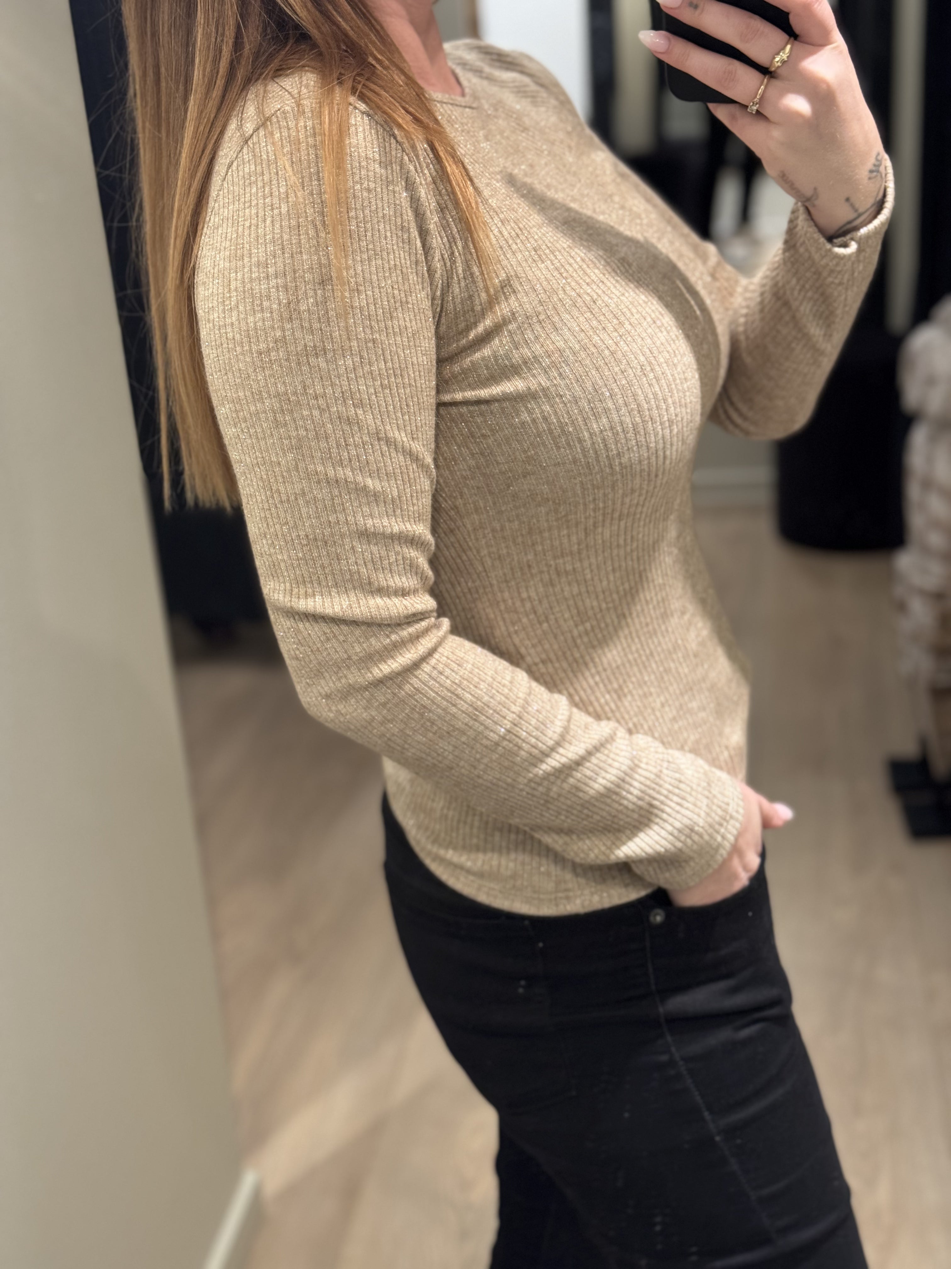 Marta - Basis m. glitter Beige