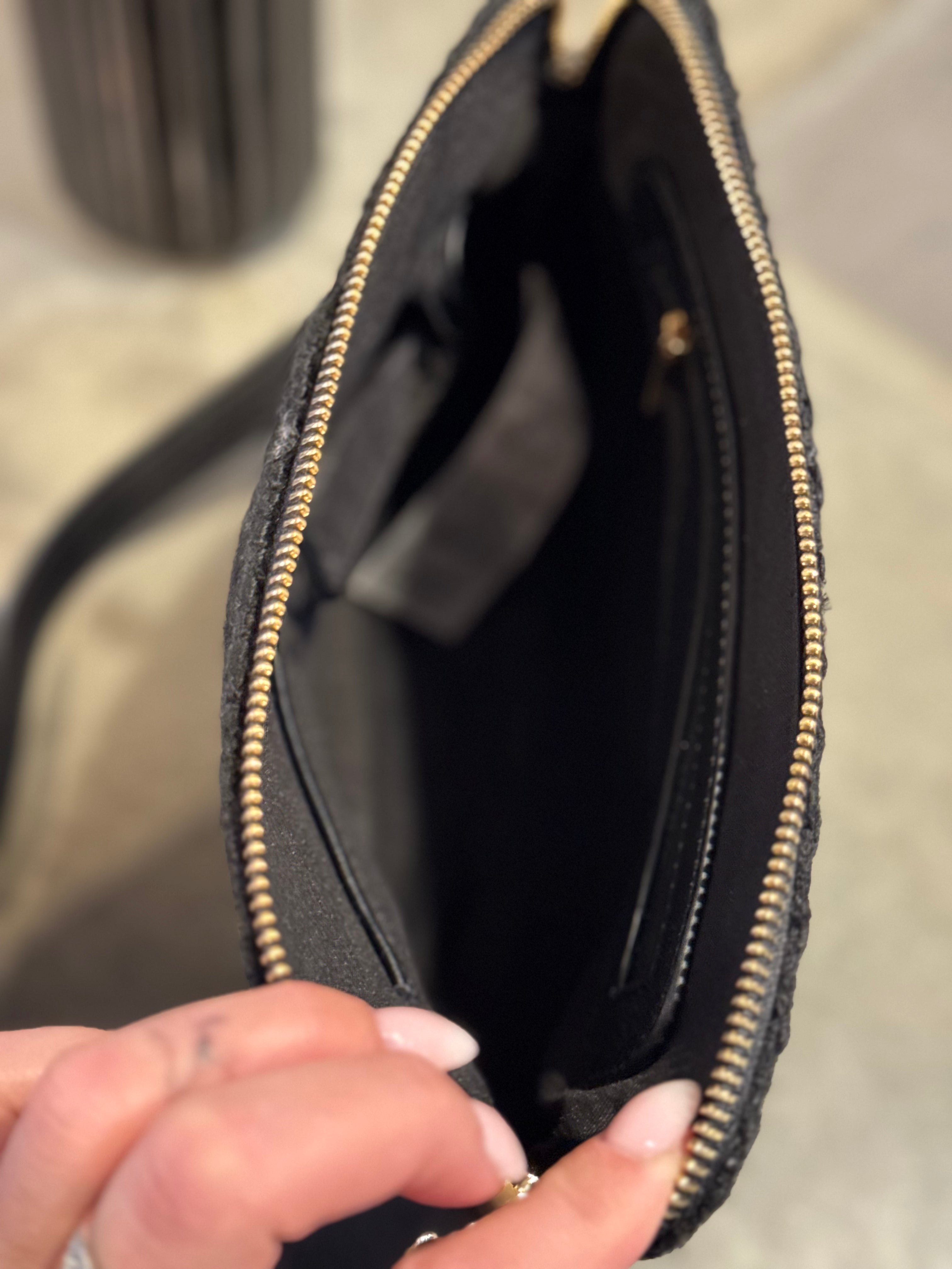 Rosemunde - Quiltet taske - Sort m. guld