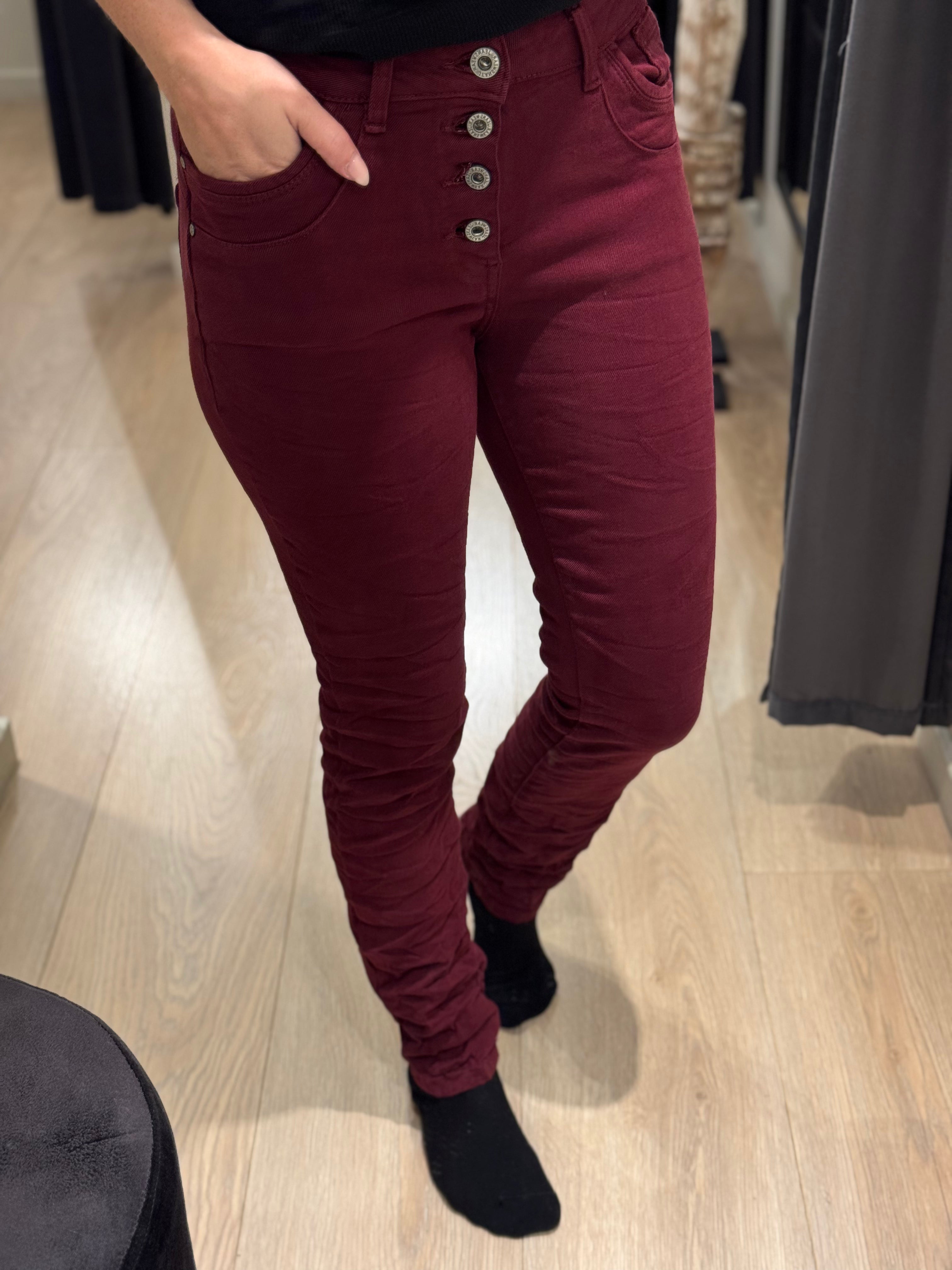 Jewelly - Jeans - Bordeaux Knapper