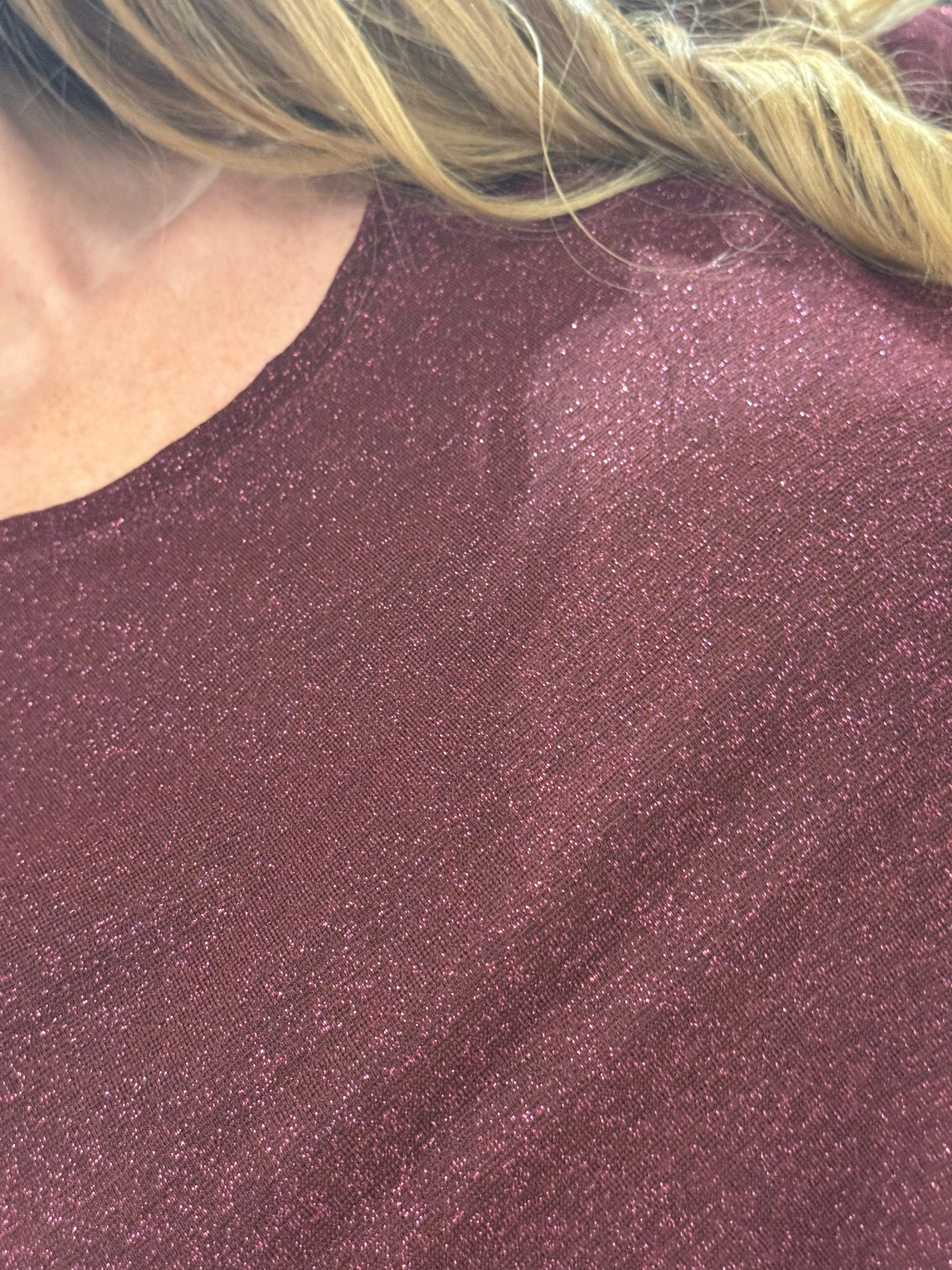 ONLY - Moster - T-shirt Vinrød Glitter
