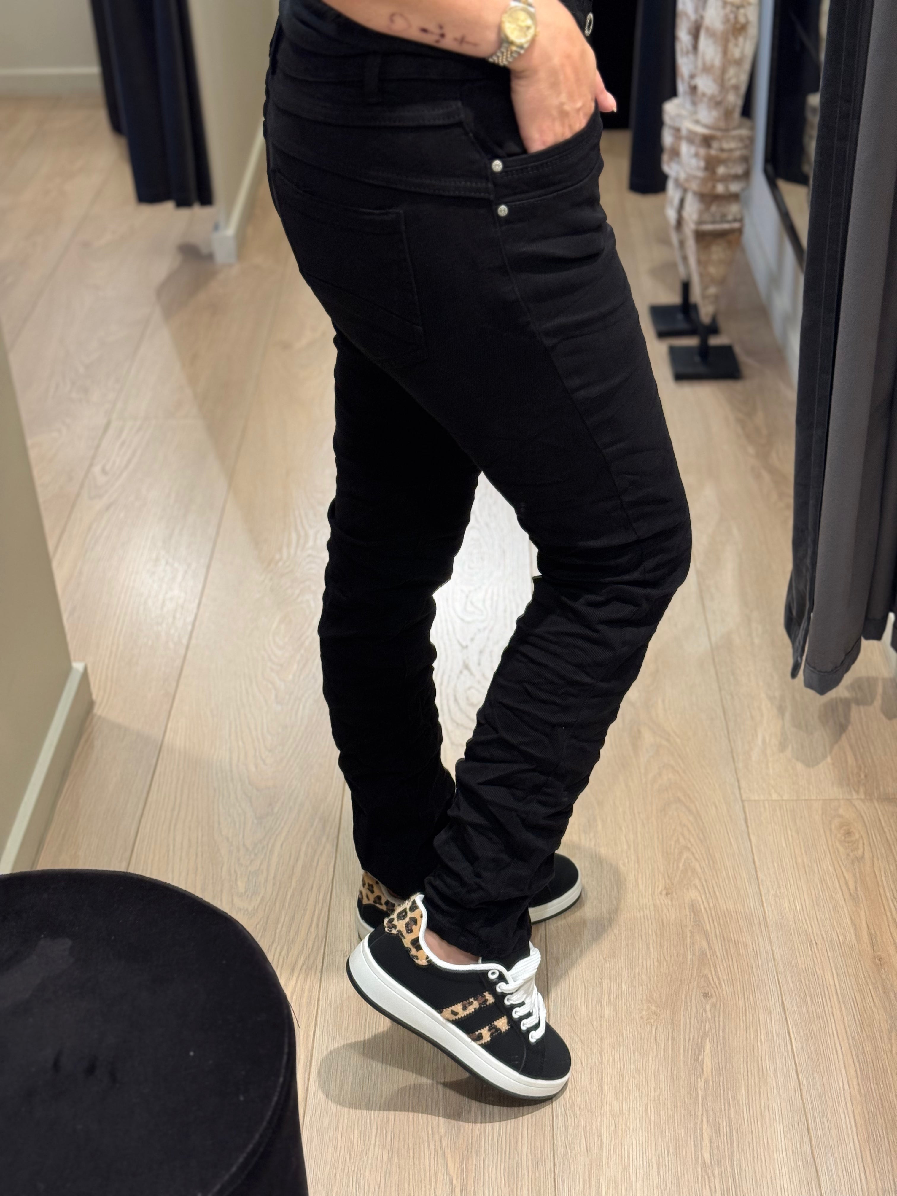 Jewelly - Jeans - Sort - Knapper