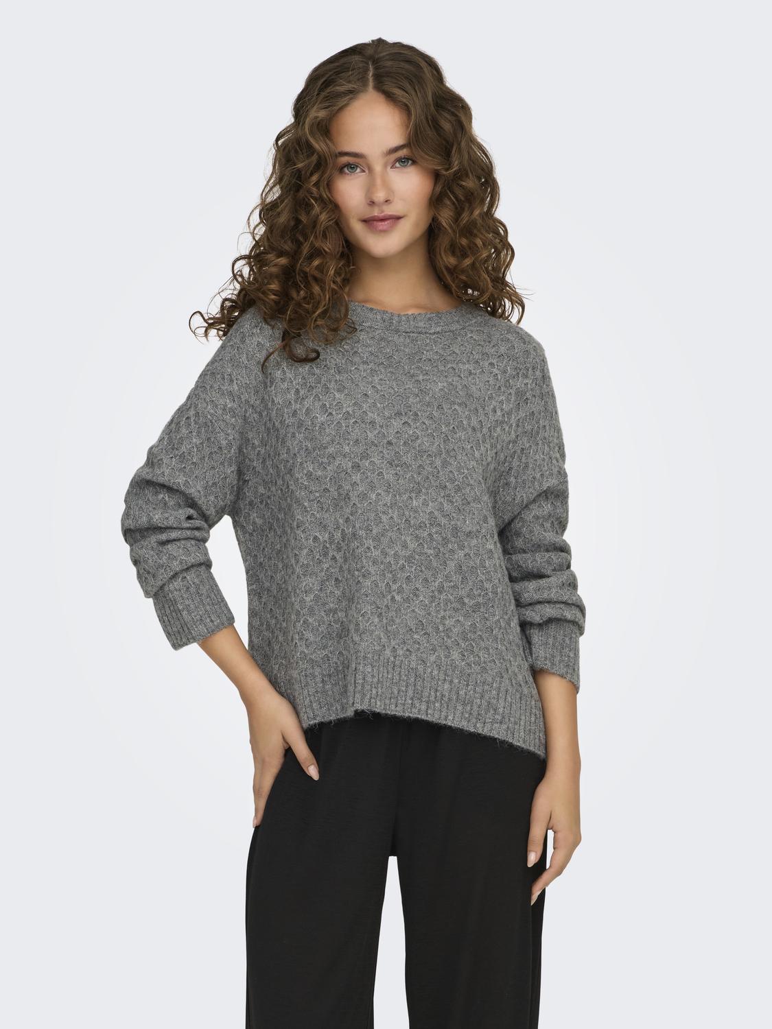 JDY - Bigum - Striktrøje - Grå Meleret