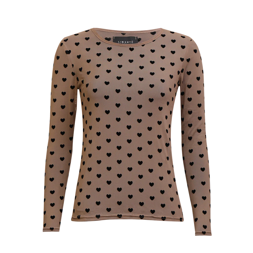 LIBERTÈ - Mesh - Bluse Sand Hjerter