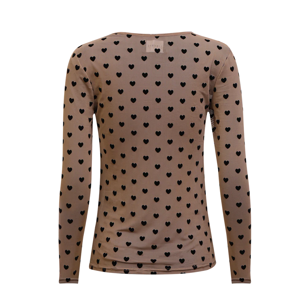 LIBERTÈ - Mesh - Bluse Sand Hjerter
