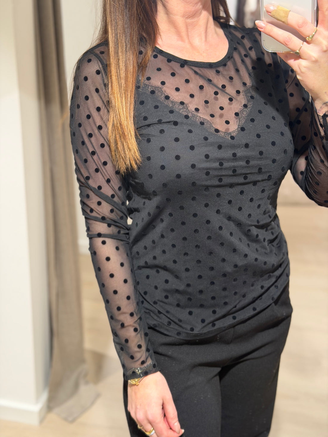 Ofelia - Gitte 1 - Bluse Mesh Sort