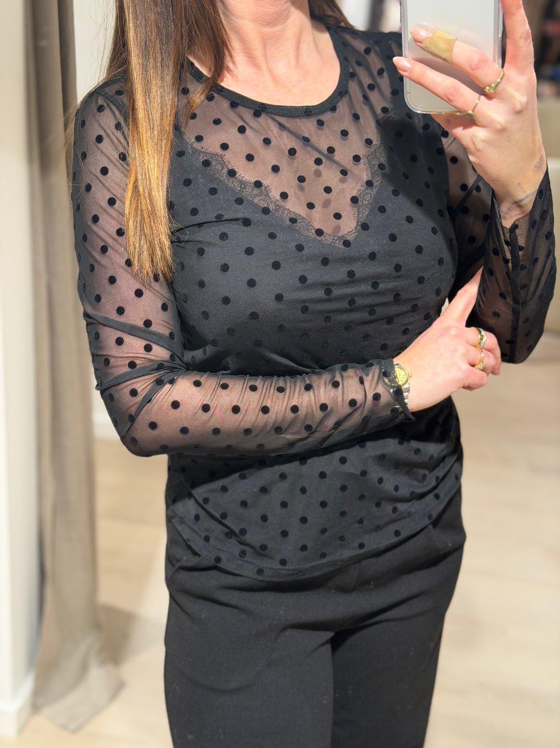 Ofelia - Gitte 1 - Bluse Mesh Sort
