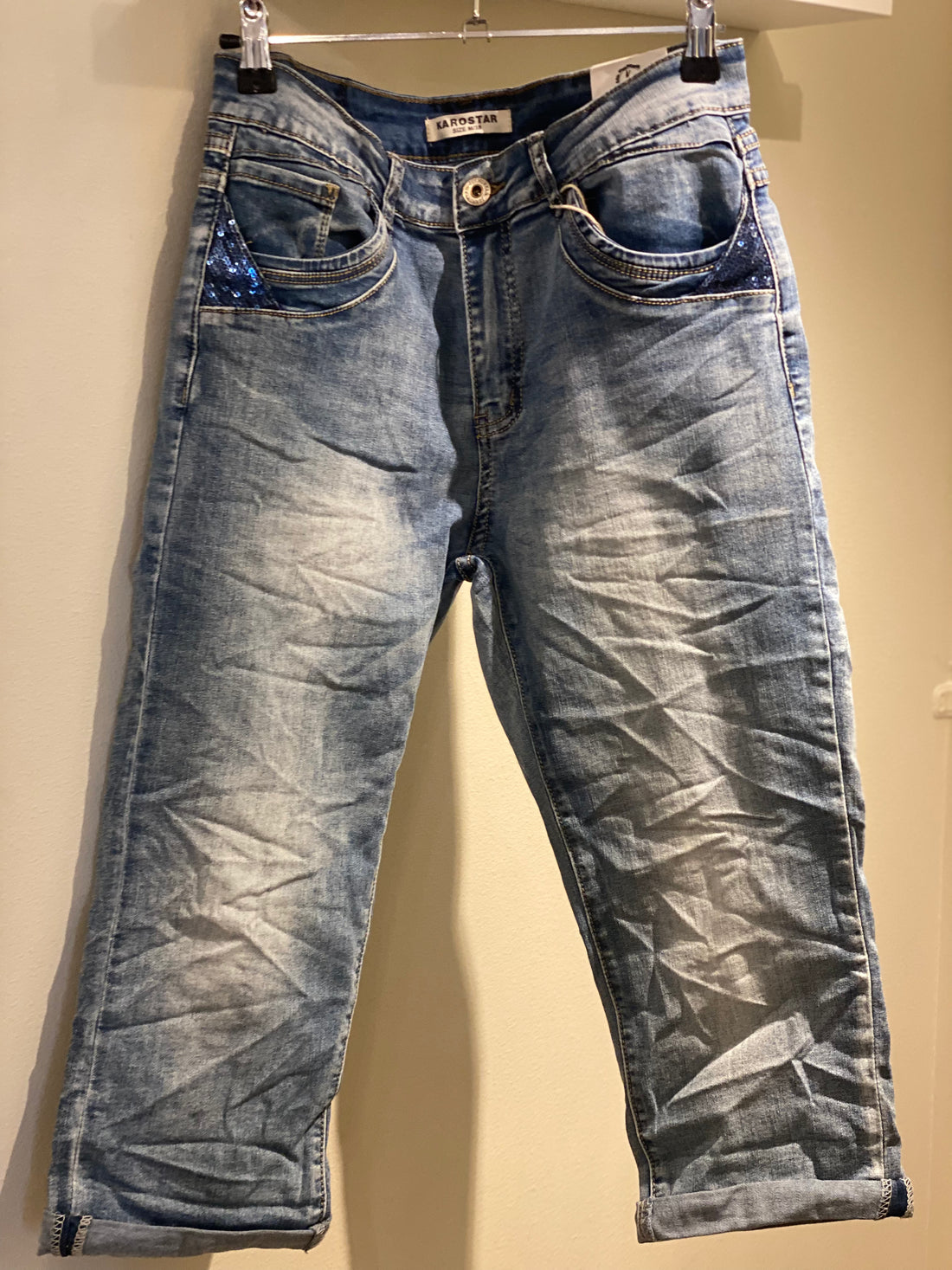 Karostar - Buks 3/4 - Denim Blå Palietter