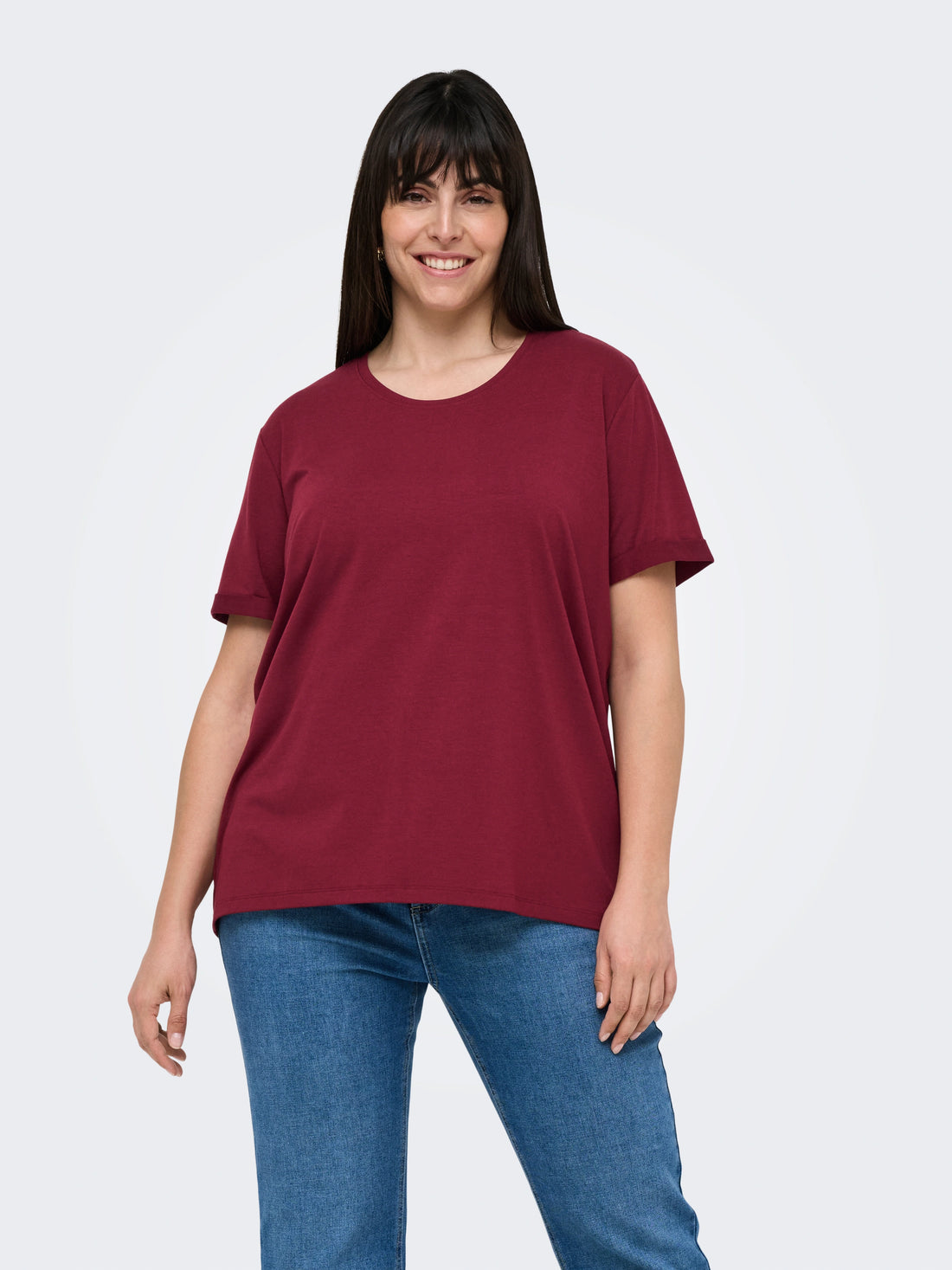 Only Carmakoma - Moster S/S - T-shirt Vinrød