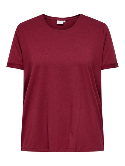 Only Carmakoma - Moster S/S - T-shirt Vinrød
