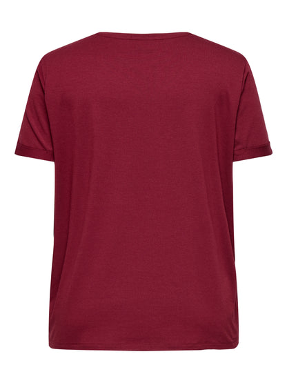 Only Carmakoma - Moster S/S - T-shirt Vinrød