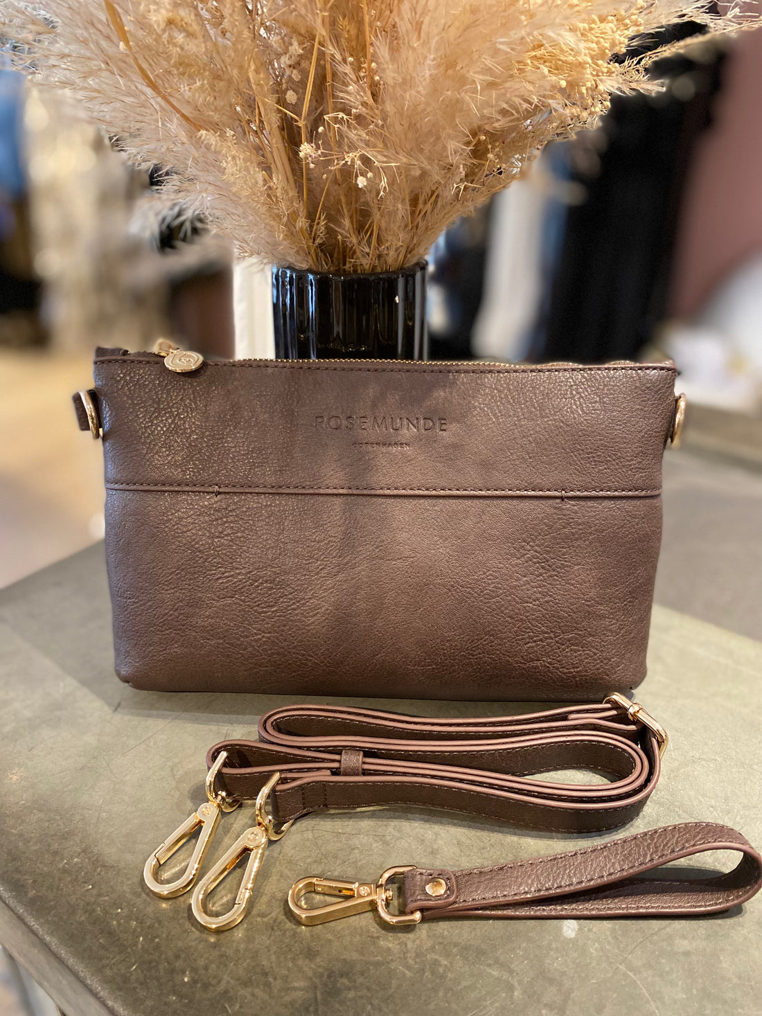 Rosemunde clutch - Brun Mørk M. Guld