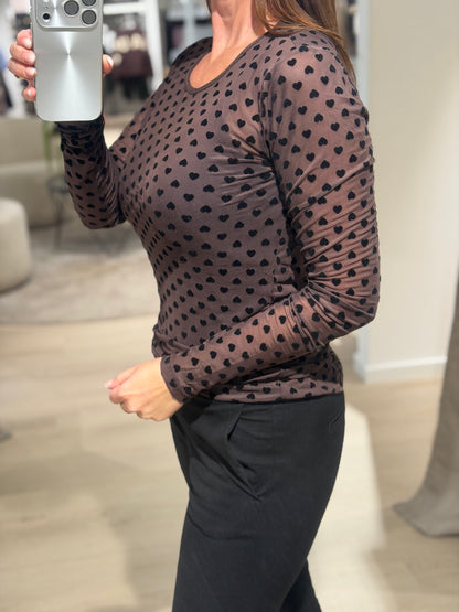 Liberté -  Mesh Bluse - Brun hjerter