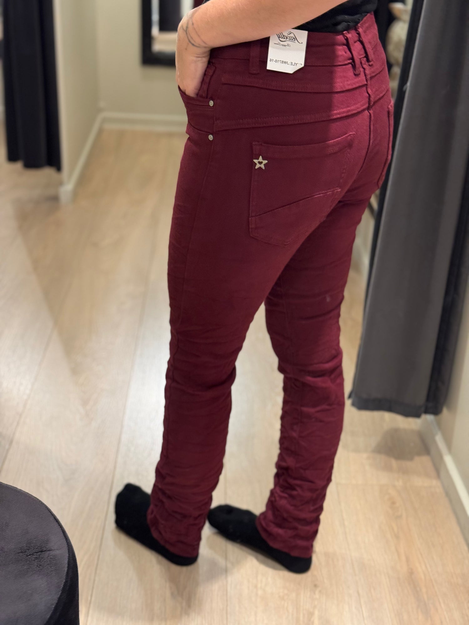 Jewelly - Jeans - Bordeaux Knapper