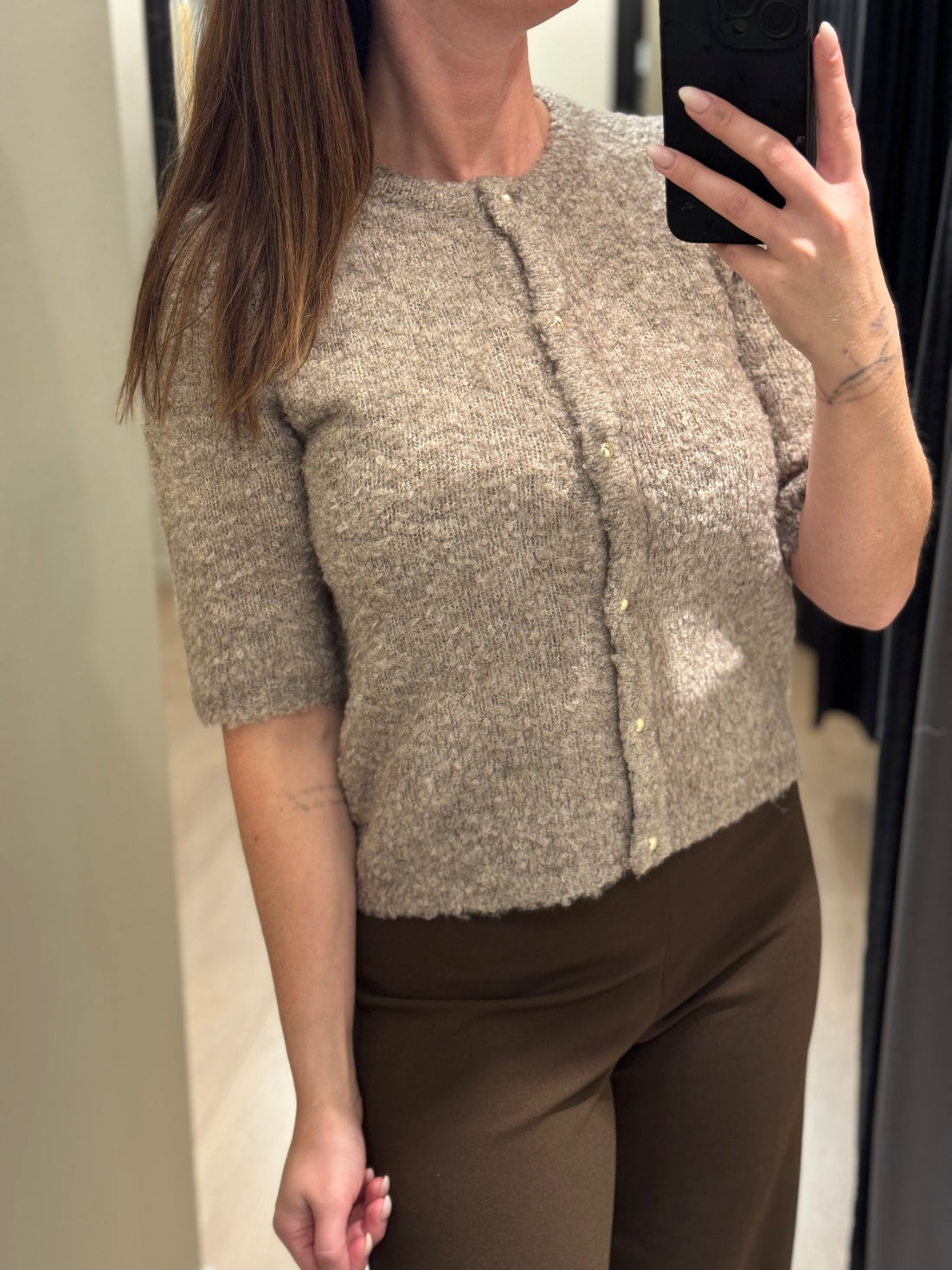 ONLY - Cille - Cardigan Grå/Brun