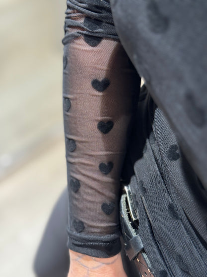 LIBERTÈ - Mesh - Bluse Sort Hjerter