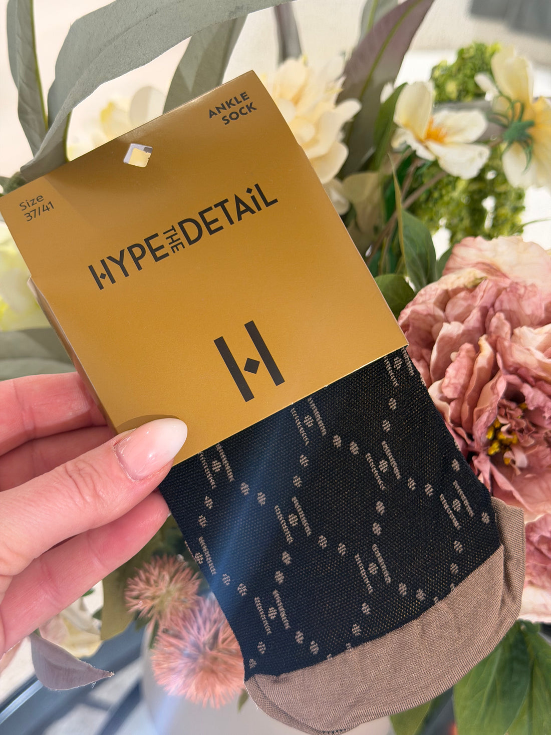 HYPE THE DETAIL - Ankel Strømper -Sort m. beige