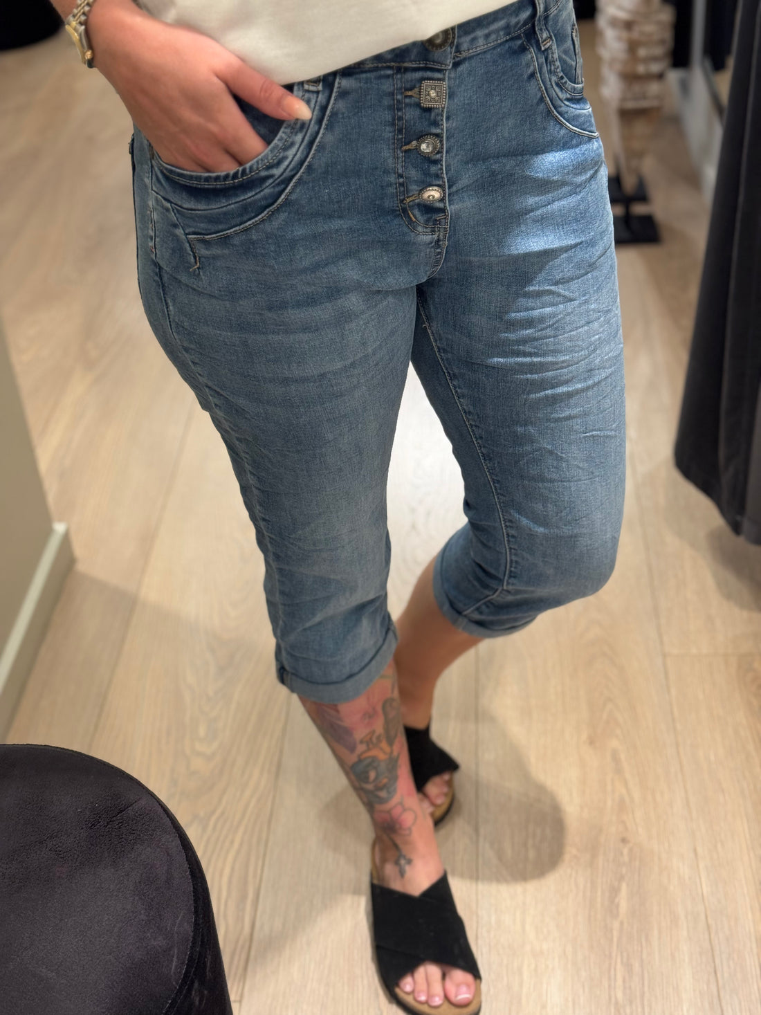 Karostar - Buks 3/4 - Denim 4 Knapper