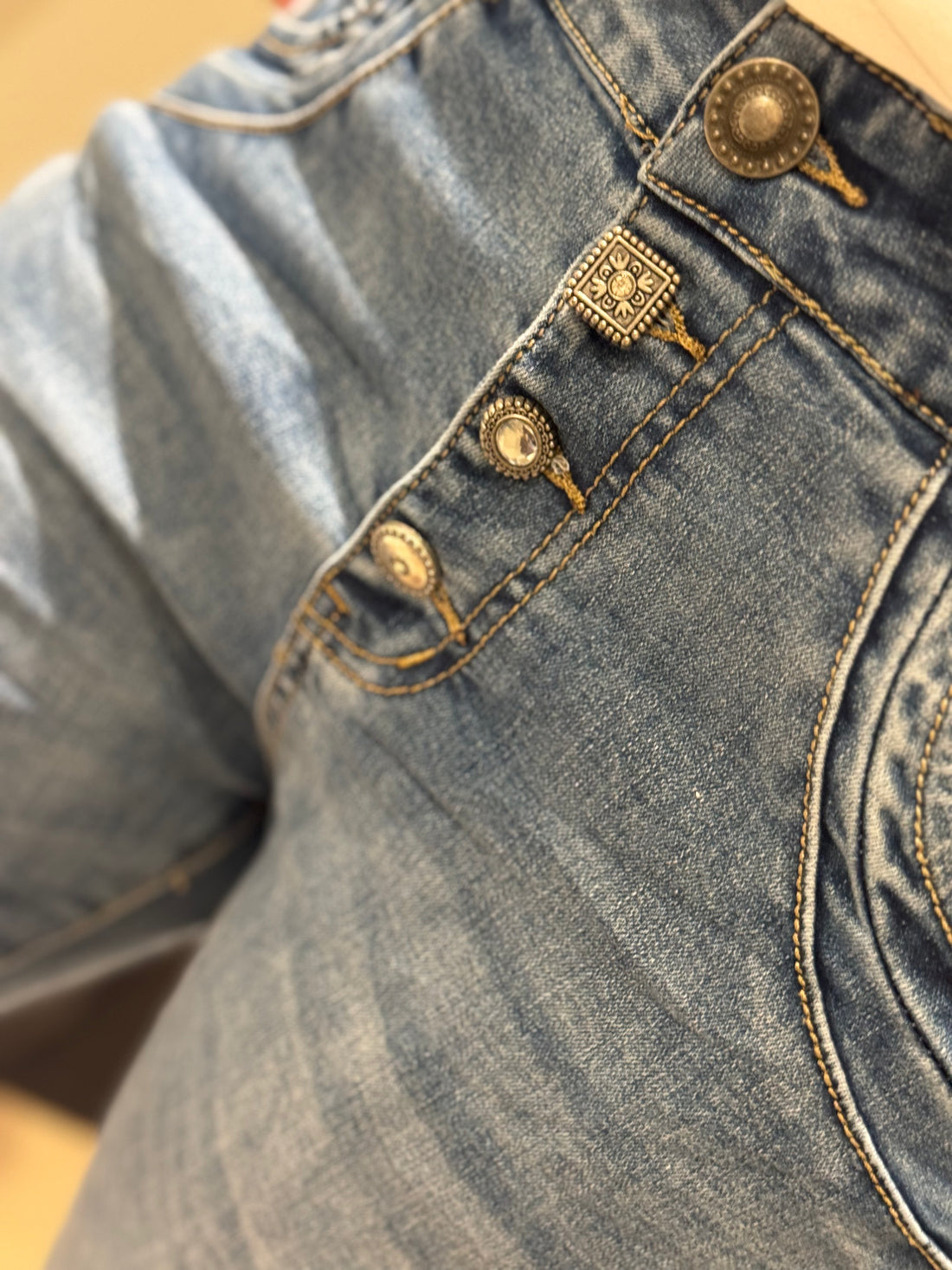Karostar - Buks 3/4 - Denim 4 Knapper
