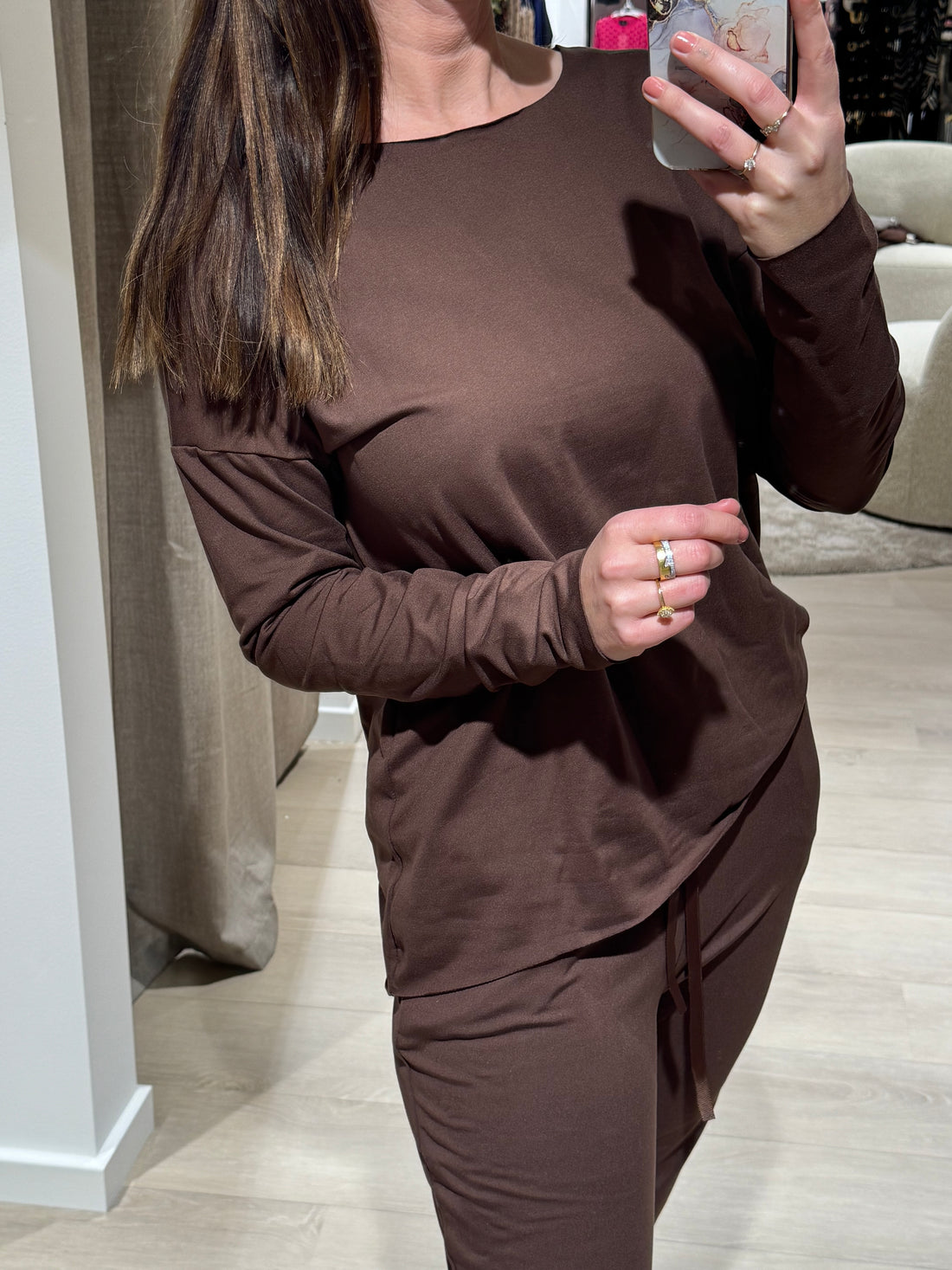Alma - Fleece Bluse - Brun
