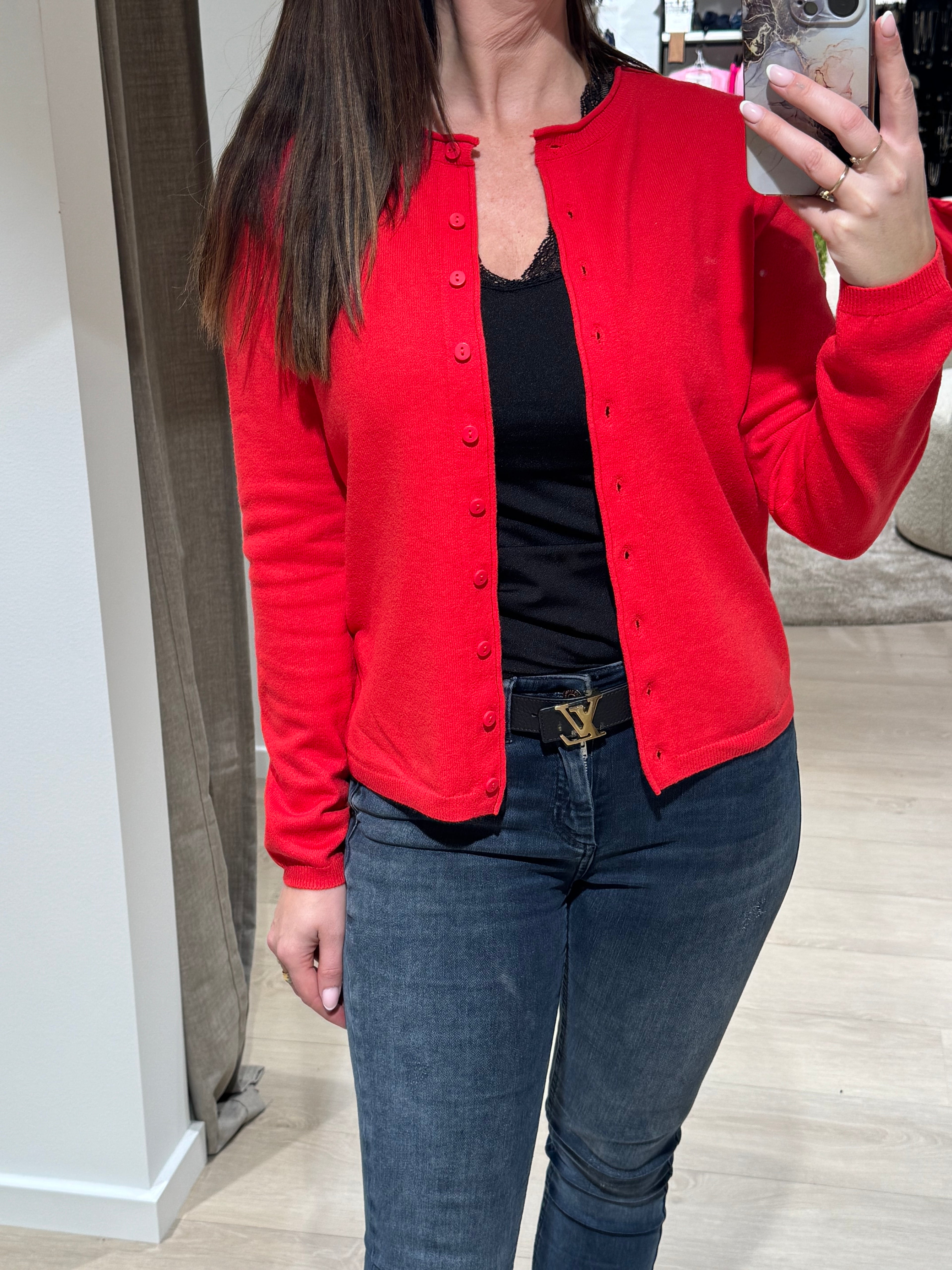 Only - Loyal - Stik cardigan Rød