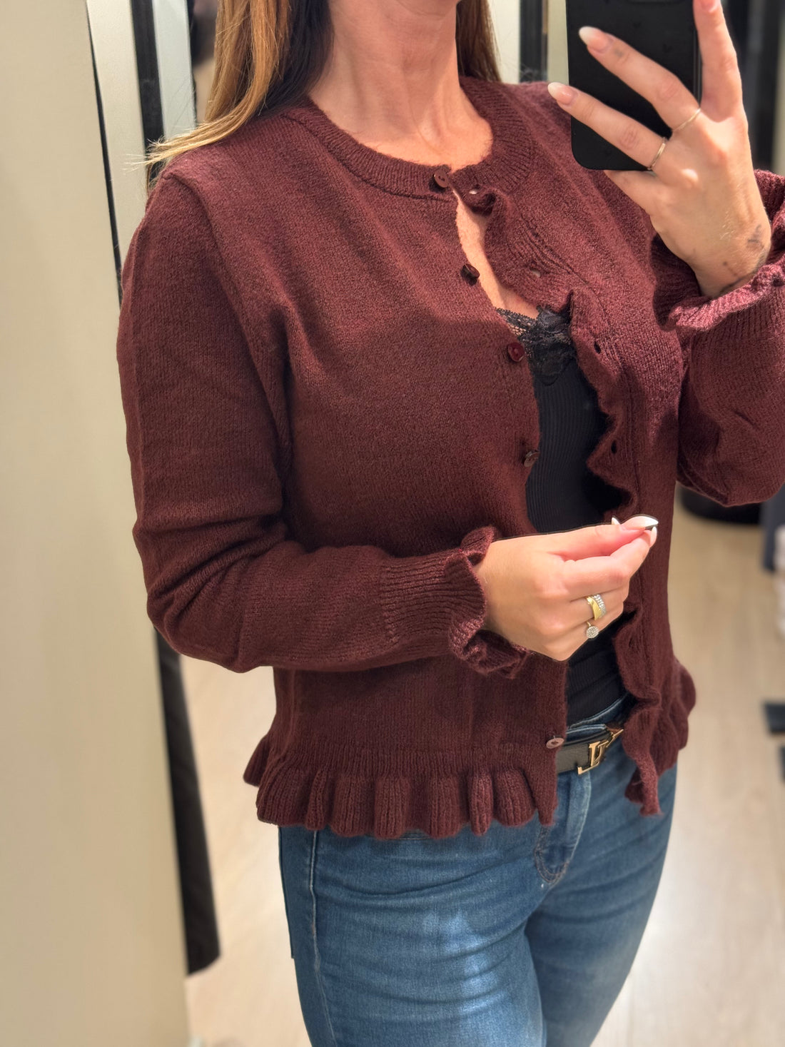 JDY - Letty - Cardigan Mørk Vinrød Melange