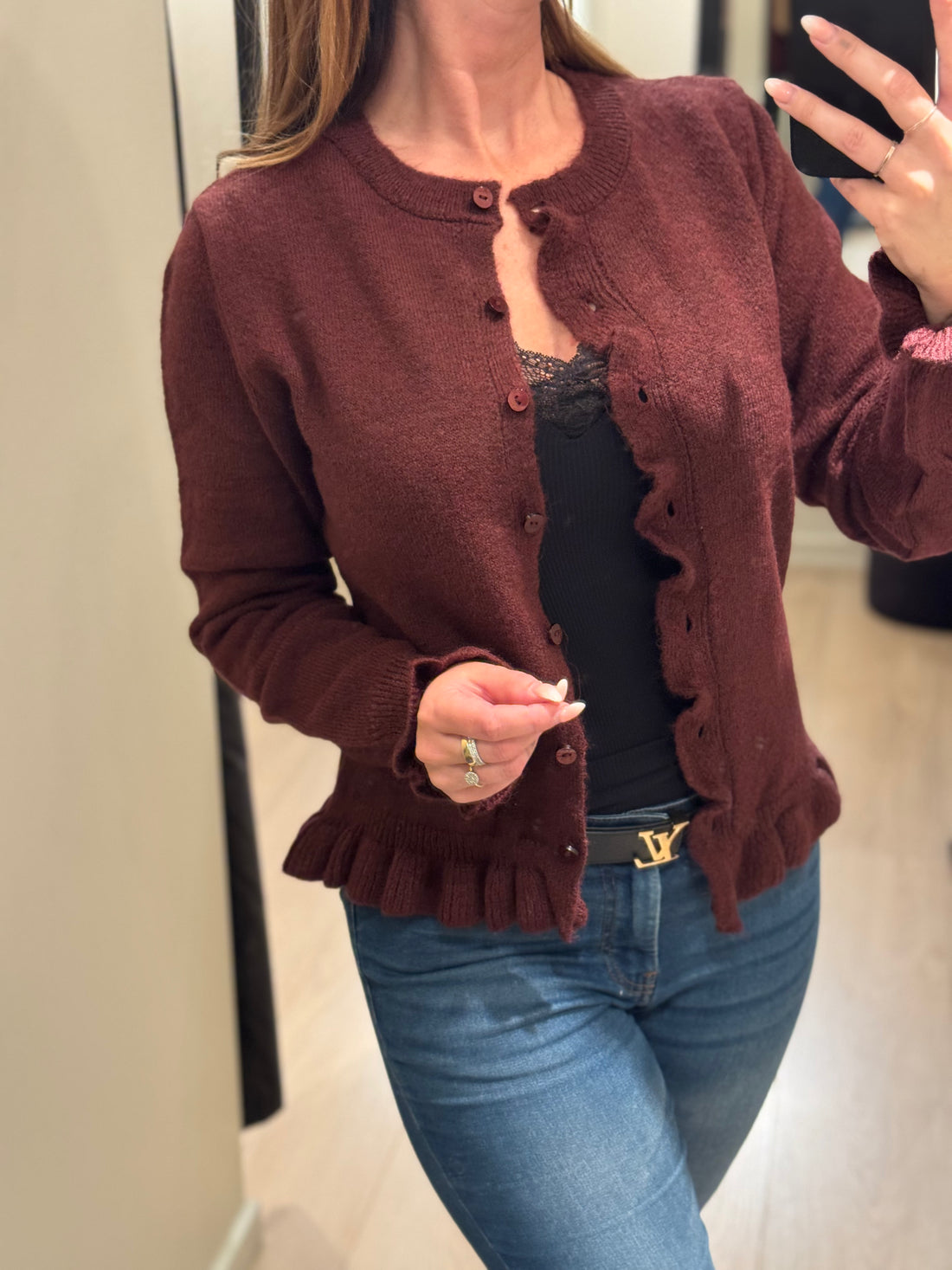 JDY - Letty - Cardigan Mørk Vinrød Melange