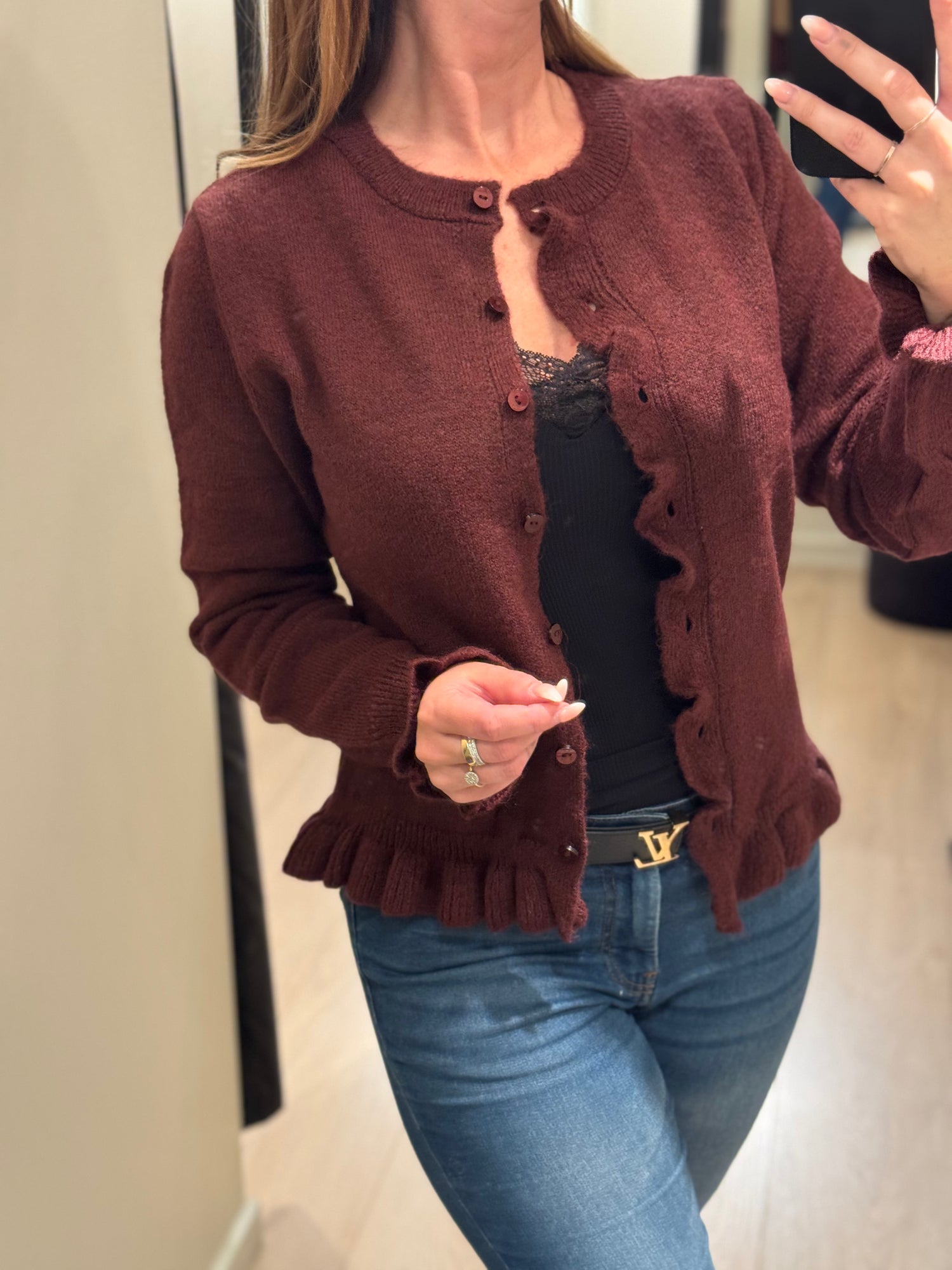 JDY - Letty - Cardigan Mørk Vinrød Melange