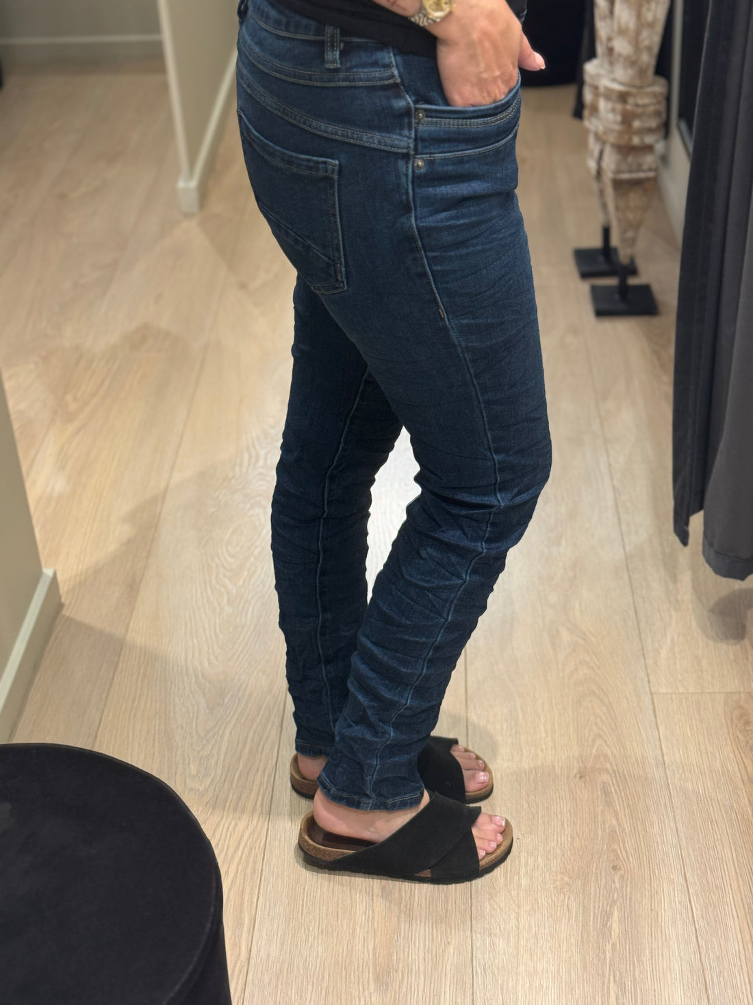 Jewelly - Jeans - Mørk m. glitter knapper