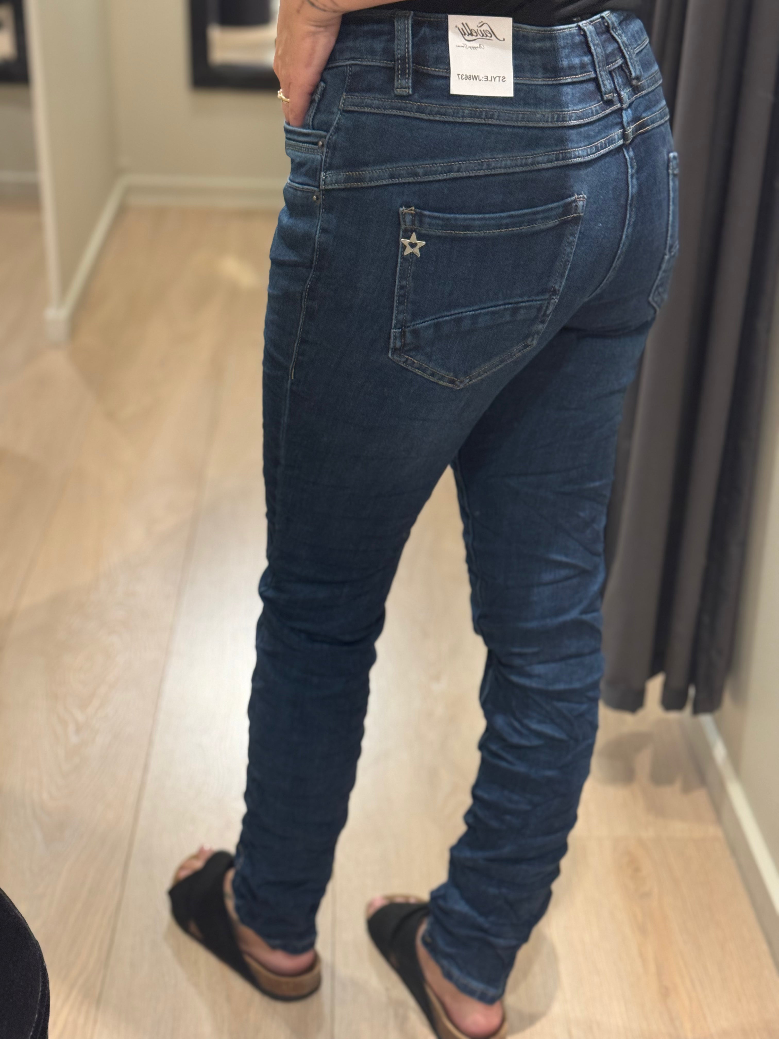 Jewelly - Jeans - Mørk m. glitter knapper