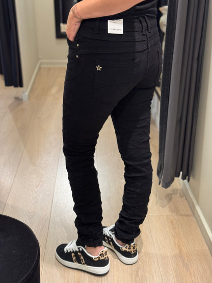 Jewelly - Jeans - Sort - Knapper