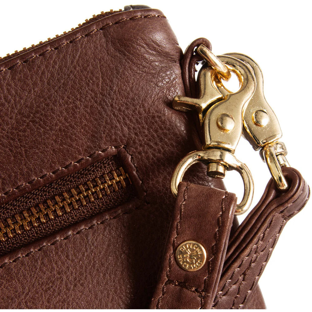 DEPECHE - Clutch cognac m. guld