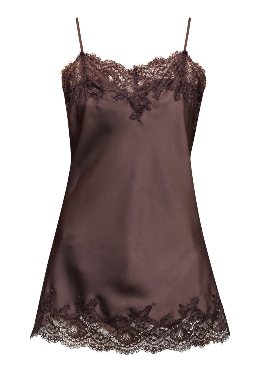 Dress Mini Lace Brown Satin Slip VILACEY LACE SHORT DRESS Brown VILA