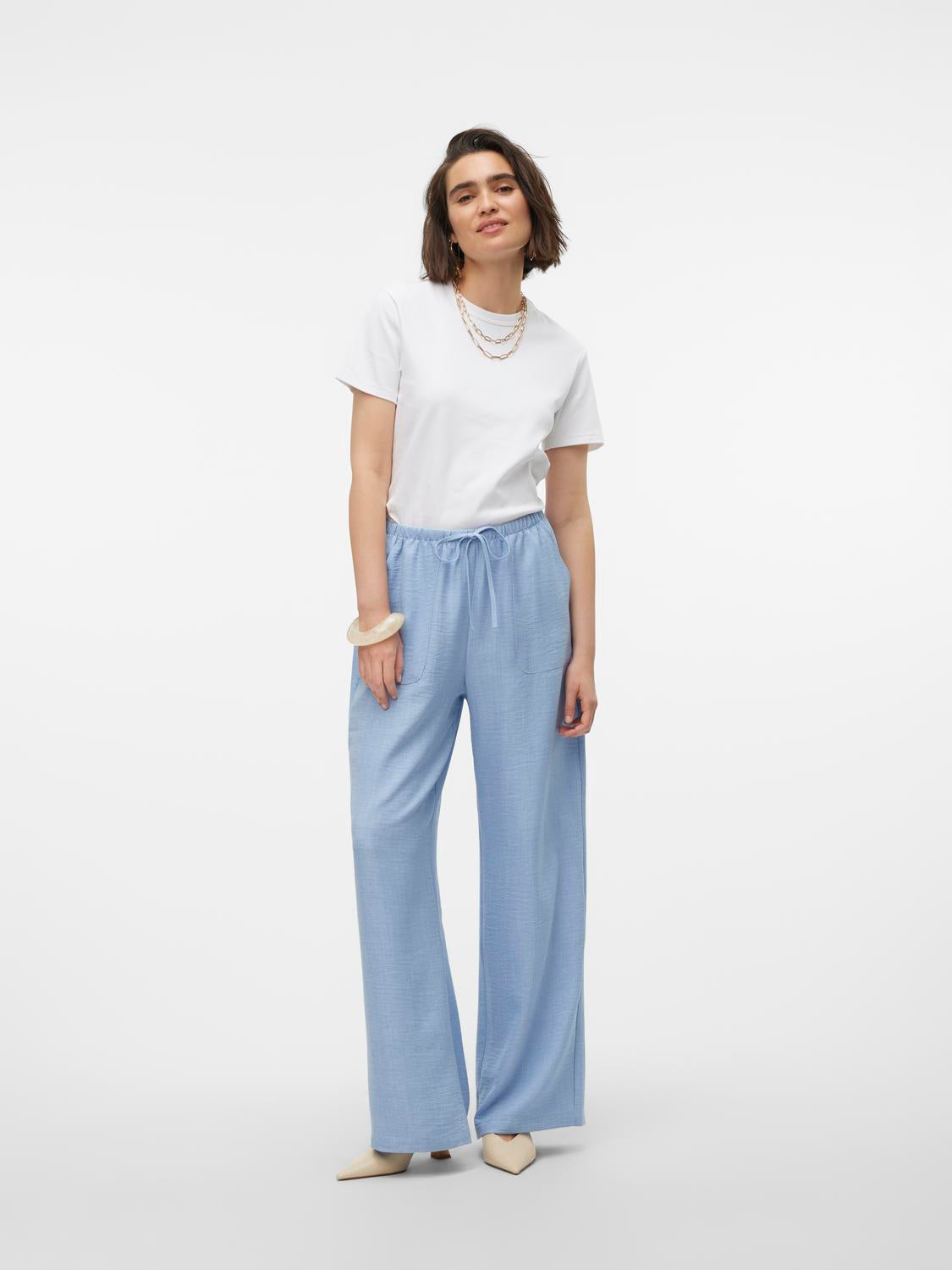 Vero Moda - Melaney Hw Loose Pant - Bukse - Chambray Blue